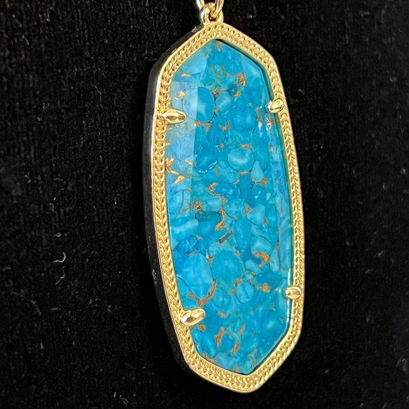 Kendra Scott Rae Bronze Veined Turquoise Magnesite Gold - Picture 5 of 6